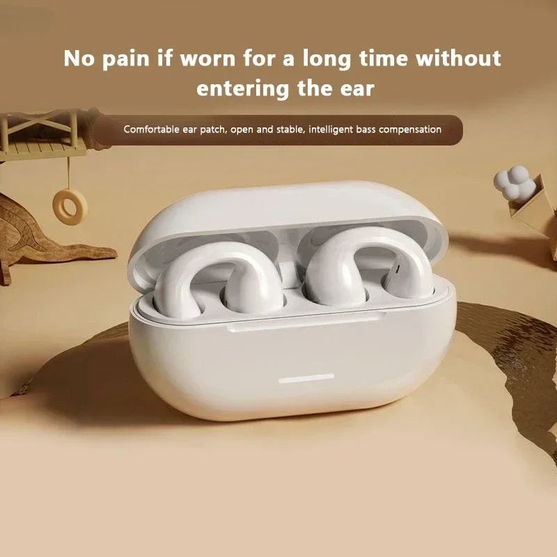 Ansoff T75 bone conduction wireless Bluetooth 5.3 sports earphones showing sleek design and waterproof features for active listening.