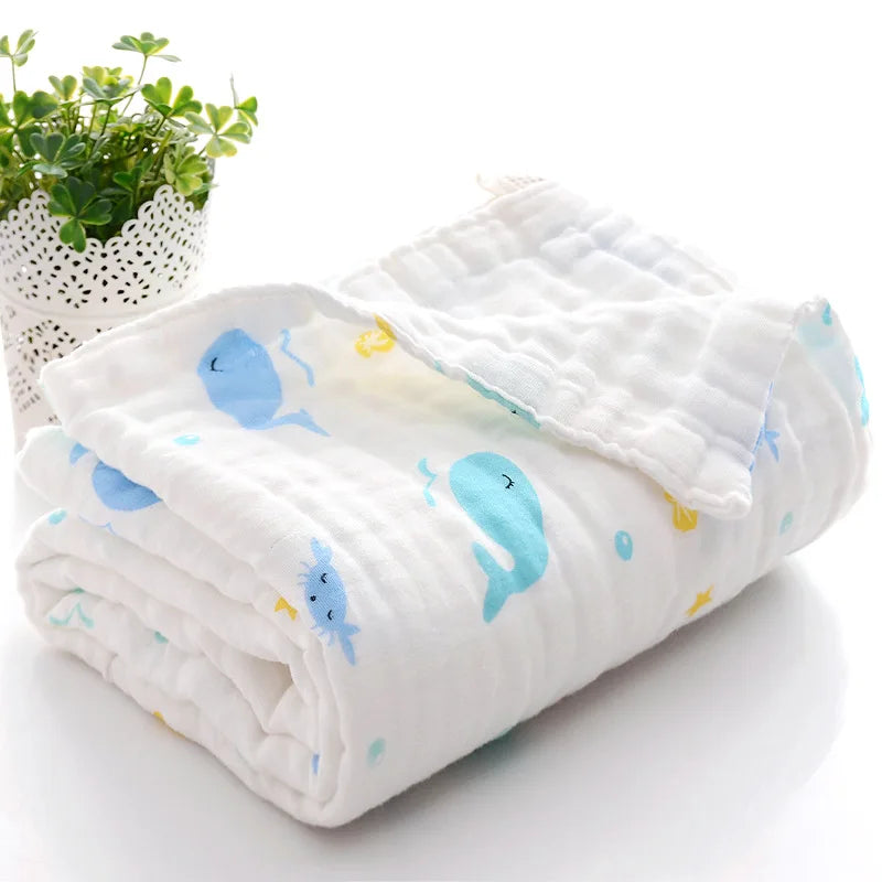Ansoff baby bath towel and washcloth set with soft cotton blanket and gauze swaddle for newborn boy or girl.