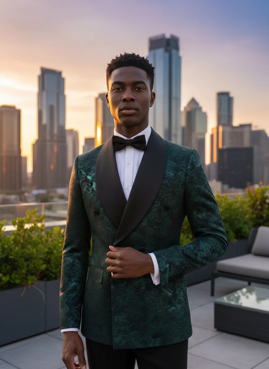 luxury 2-piece suit set men's party outfit high-end double breasted business casual suit groom's wedding dress shawl collar