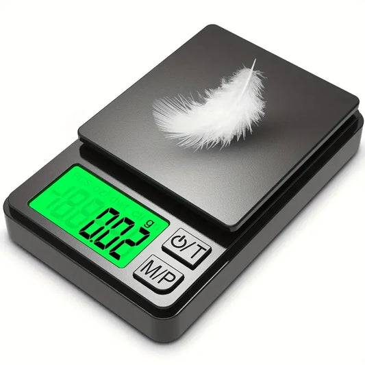 Ansoff Precision Pocket Scale 1000g x 0.1g with backlit LCD, showing digital display and compact design for food, jewelry, and travel use.