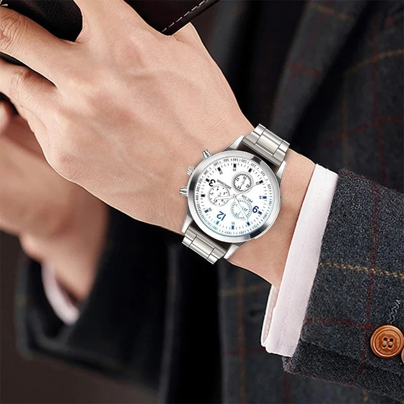 1/2PCS Men Business Watches Fashion Men's Steel Band Quartz Watch with Bracelet（Box not Included） - Acros