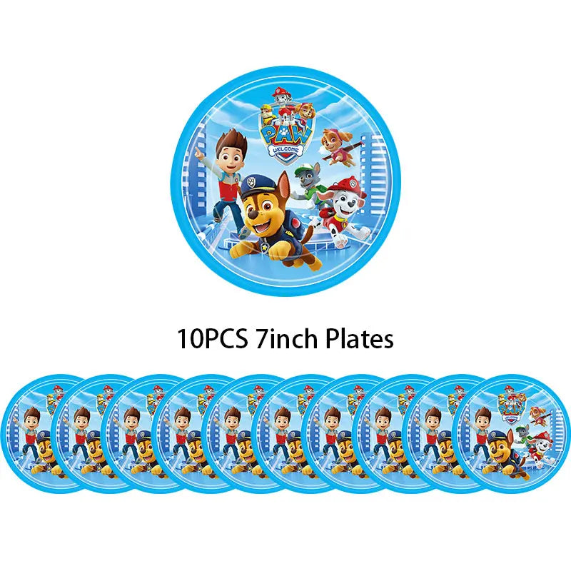 Paw Patrol Birthday Decoration Party Supplies Set Balloons Backdrop Plate Cup Cake Topper Paw Patrol Stickers Banner Party Favor