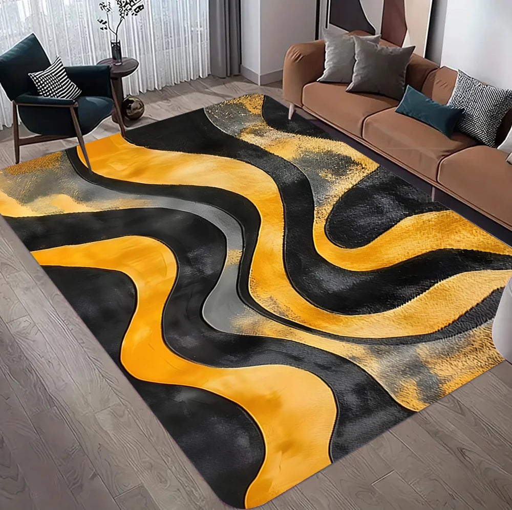 Nordic Large Area Orange Brown Carpet for Living Room Light Luxury Decor Easy Clean Soft Rugs for Bedroom Non-slip Floor Mat