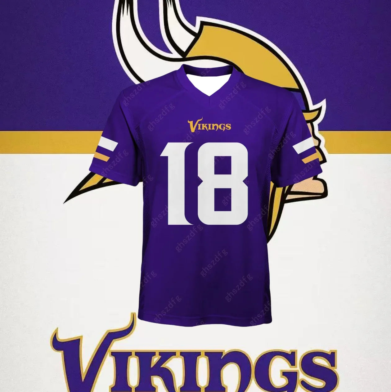 Ansoff 2025 Vikings football jersey with Justin Jefferson #18, designed for men and women, suitable for training and outdoor exercise.