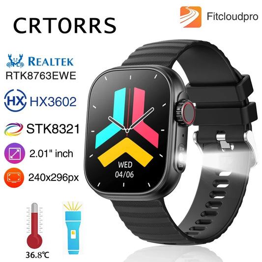 Ansoff smart smartwatch with flashlight, body temperature monitor, fitness tracking, waterproof design, and Bluetooth call feature.