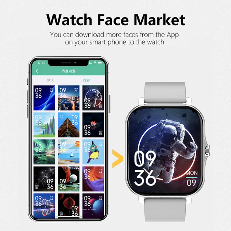Ansoff 1.83-inch sport smart watch with fitness tracking, health monitor, waterproof design, wireless calling for men and women.