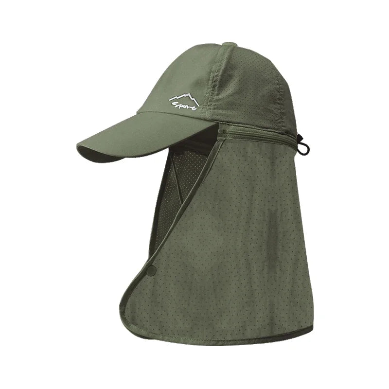 Ansoff men's summer fishing baseball cap with quick-dry fabric, waterproof design, detachable sun visor, outdoor outdoor bicycle visor