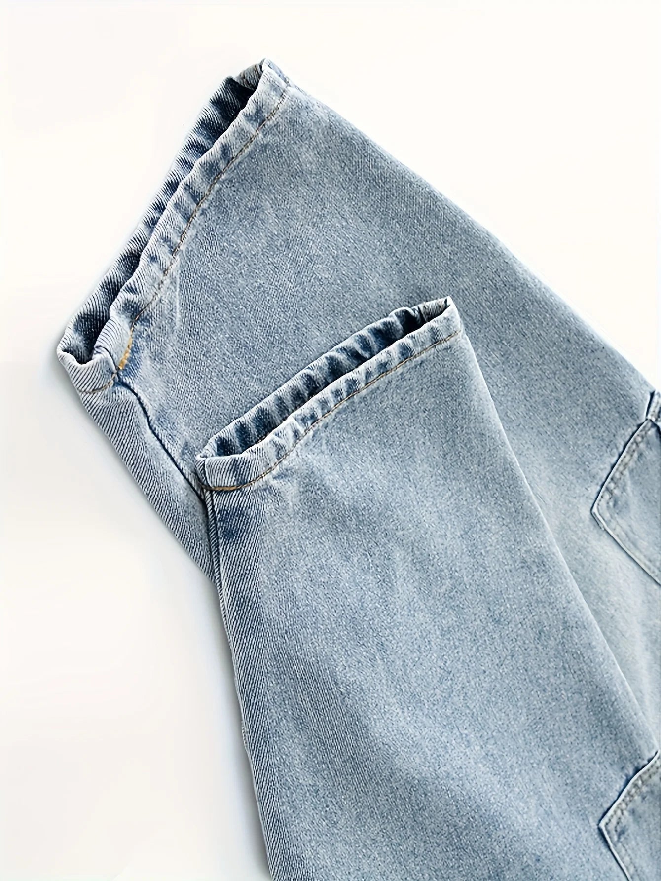 Boy's large-sized casual street jeans by Ansoff, stylish straight-leg workwear pants for four seasons, comfortable and handsome fit.