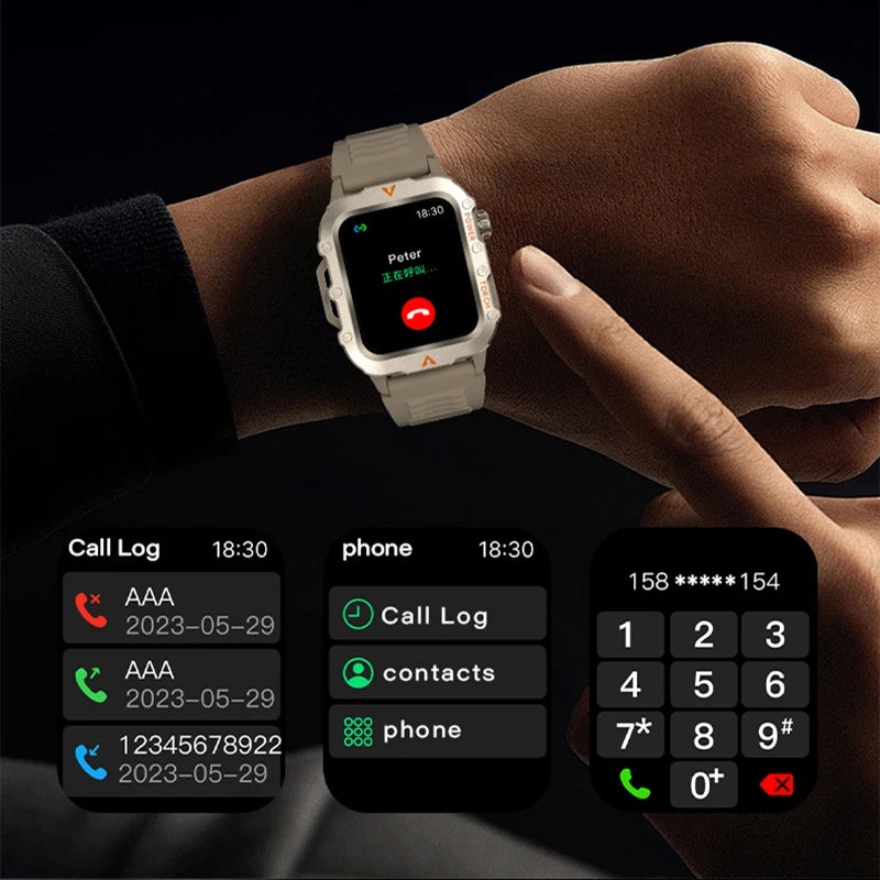 Ansoff waterproof smart watch with fitness tracker, health monitor, Bluetooth call feature, and sports watch design for men.