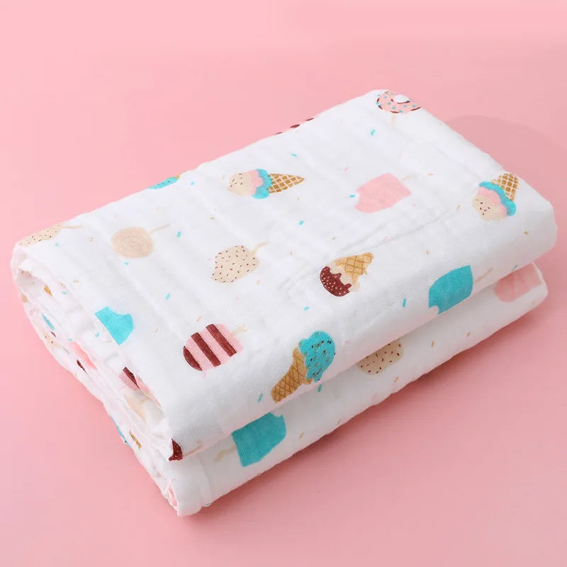 Soft cotton baby bath towel with hood, suitable for boys and girls, featuring 4-layer gauze washcloth and infant swaddle design.