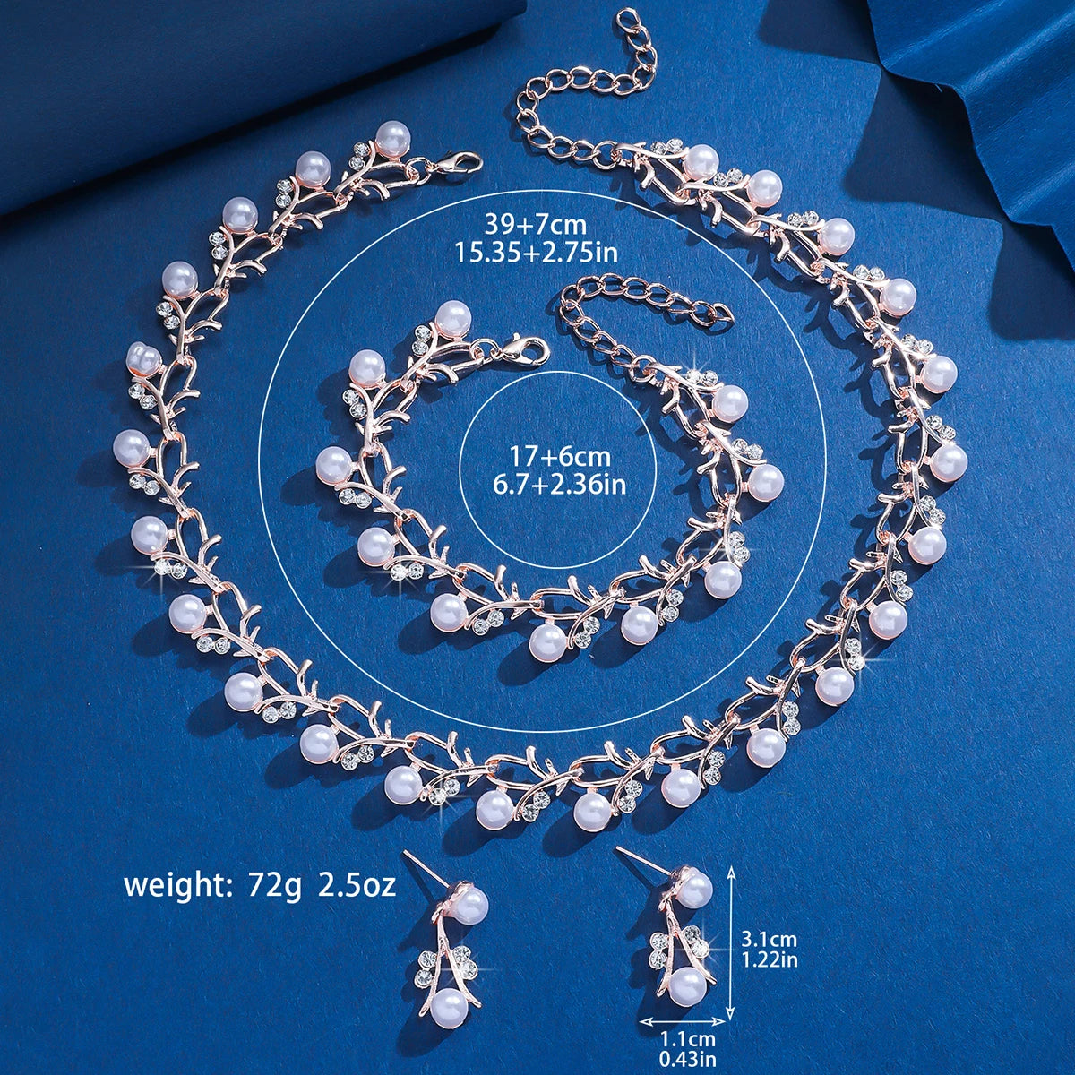 4PC Women's Fashion Pearl Necklace Earrings Bracelet Jewelry Set Suitable for Wedding, Party, Festival Gifts-9248