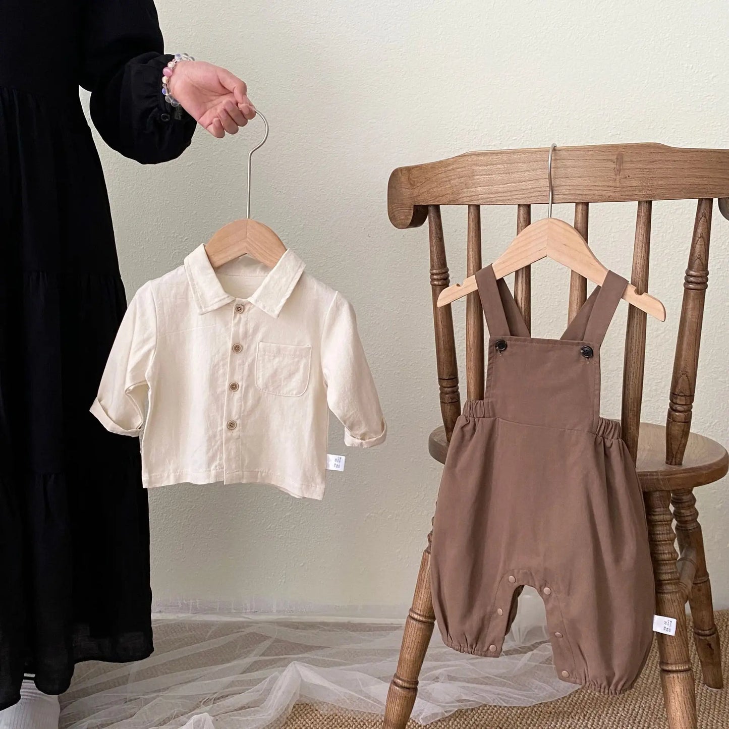 Baby Brother And Sister Clothes 2025 Autumn Korean Infant Girl Blouses+Romper Dress 2Pcs Sets Toddler Boy Shirt Overalls Outfits