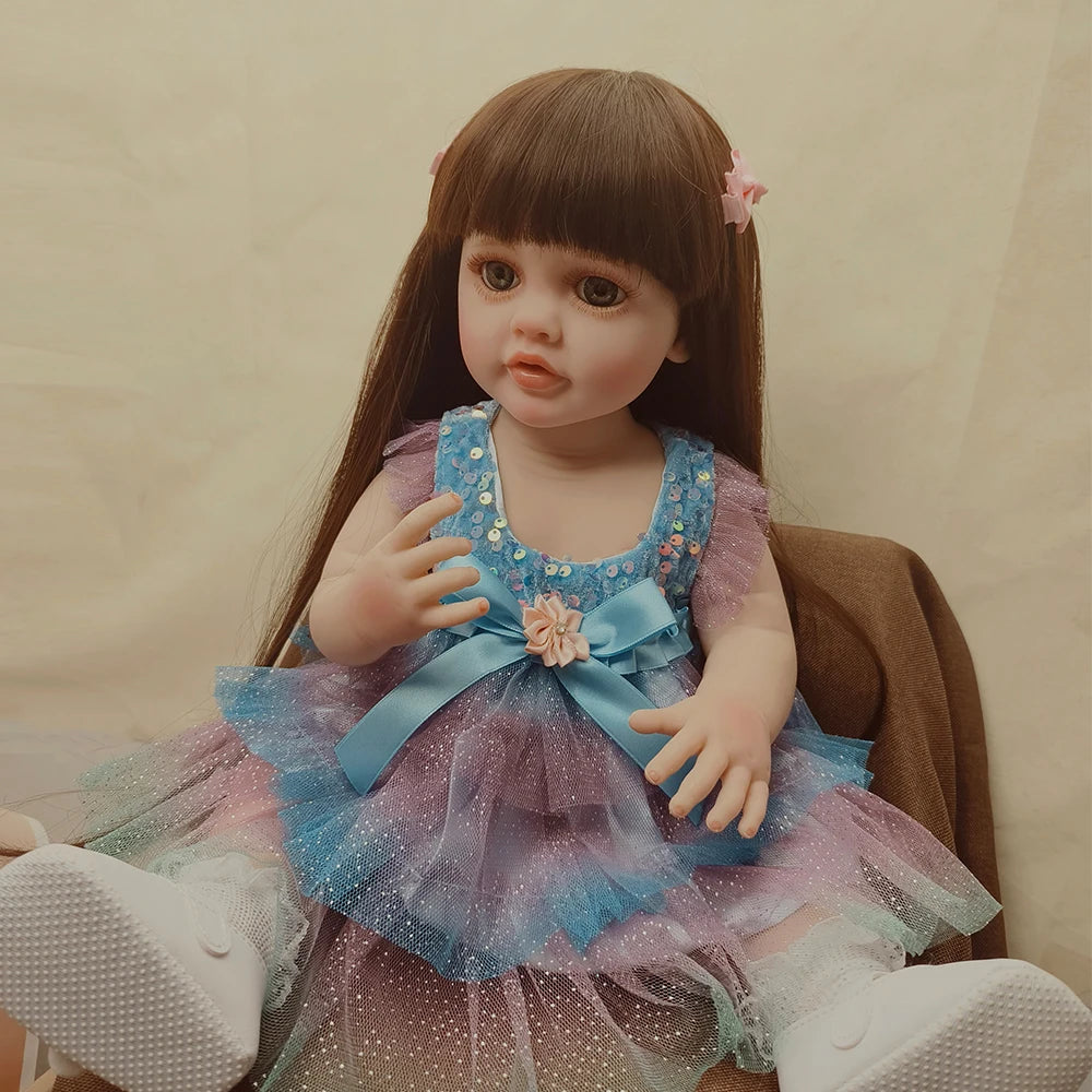 Lifelike Reborn Baby Doll Betty, 22-inch full silicone vinyl girl with cute princess look, ideal toddler birthday or Christmas gift.