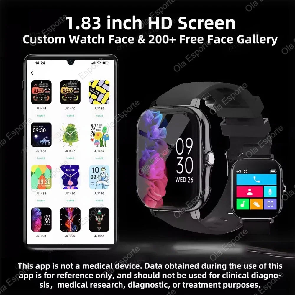New Smart Watch Android Phone 2.01'' Infinite Screen Bluetooth Call Blood Oxygen/Pressure Monitoring Smart Watch Women Men Band