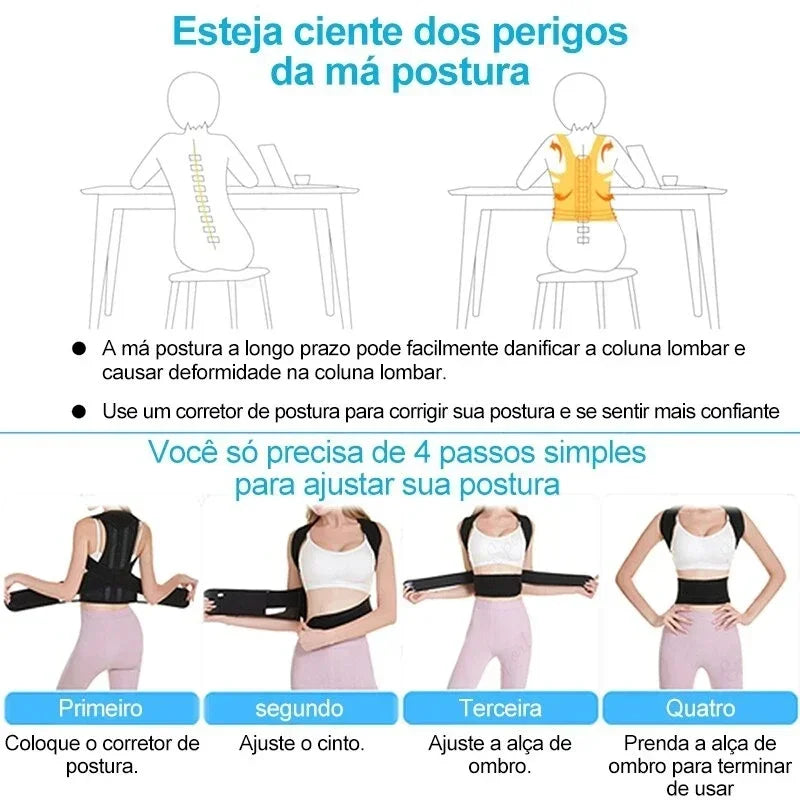 Reinforced Belt Lumbar Column Posture Corrector Vest  Adjustable Back Support Strap Shoulder Spine Brace Neck Stretcher Trainer - Acros