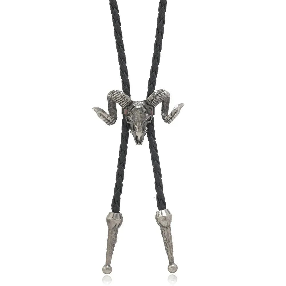 Vintage Cowboy Jazz Hat Alloy mens bolo tie Men Women Leather Rope Long Necklace Sweater Chain shirts Bolo Tie Men Accessories