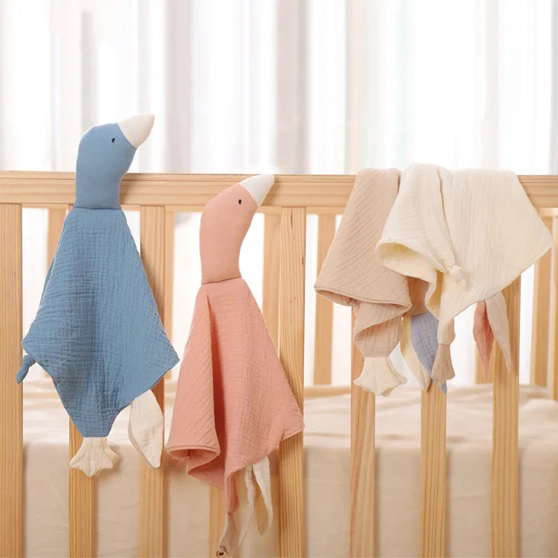 Soft cotton muslin baby security blanket by Ansoff, plush comforter and snuggle toy for newborns and infants.