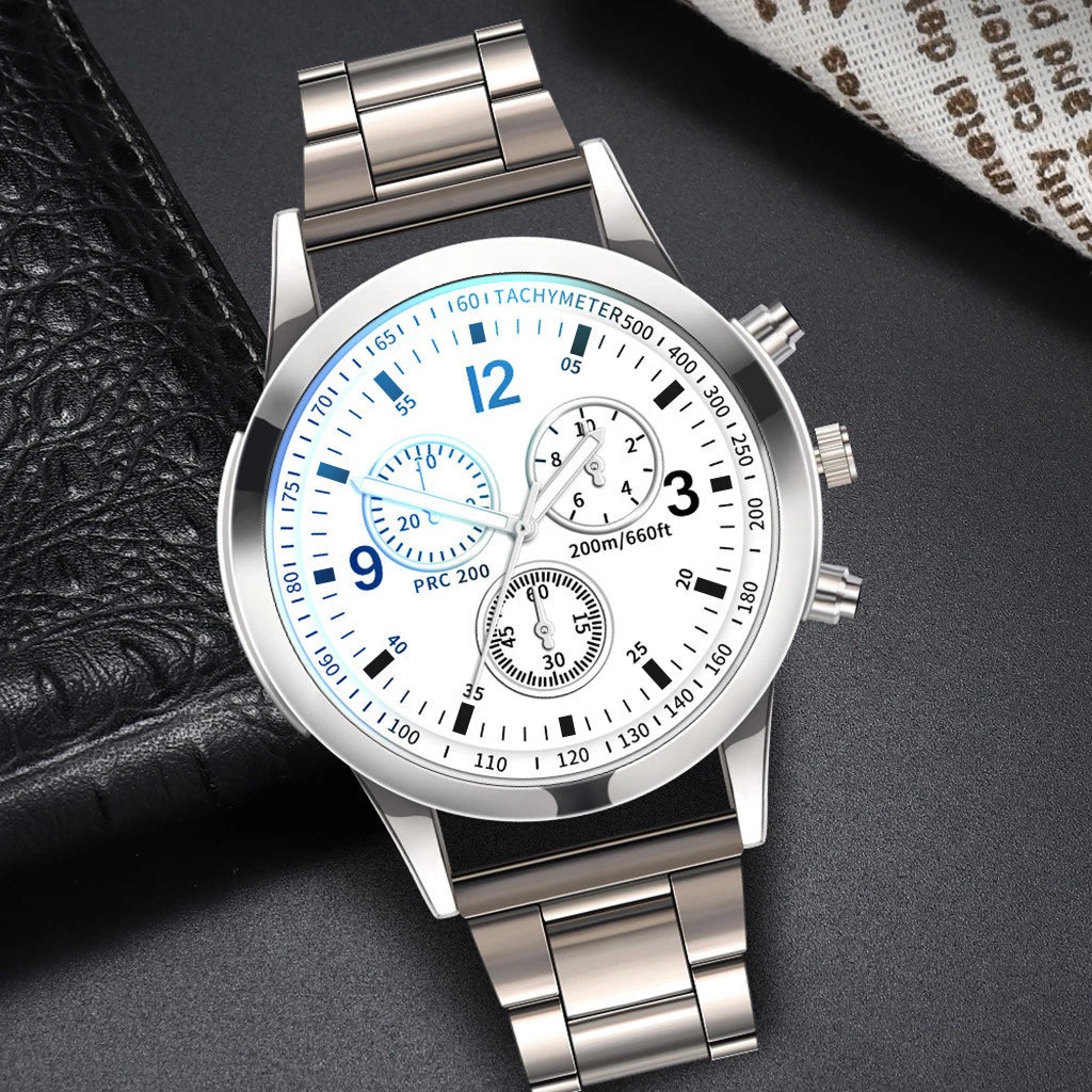 1/2PCS Men Business Watches Fashion Men's Steel Band Quartz Watch with Bracelet（Box not Included） - Acros