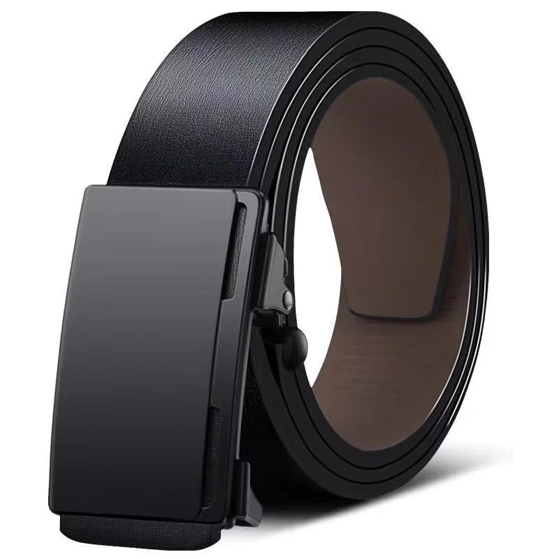 Ansoff men's genuine leather belt with automatic metal buckle, stylish luxury strap for men.