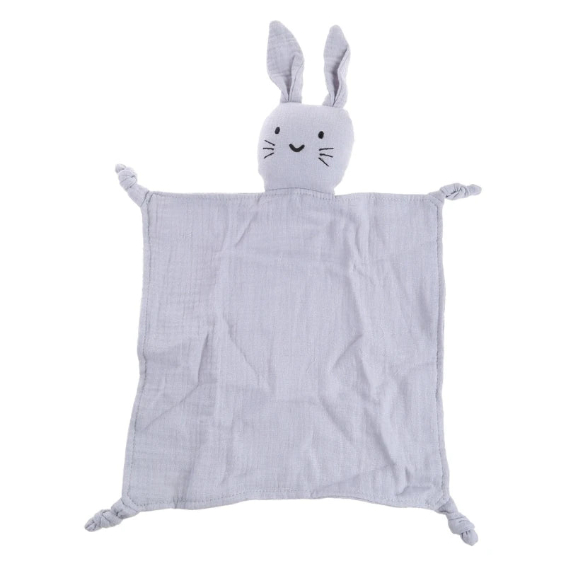Soft gauze baby soothe blanket and bib set by Ansoff, featuring a plush rabbit doll for cuddling and comfort during sleep.