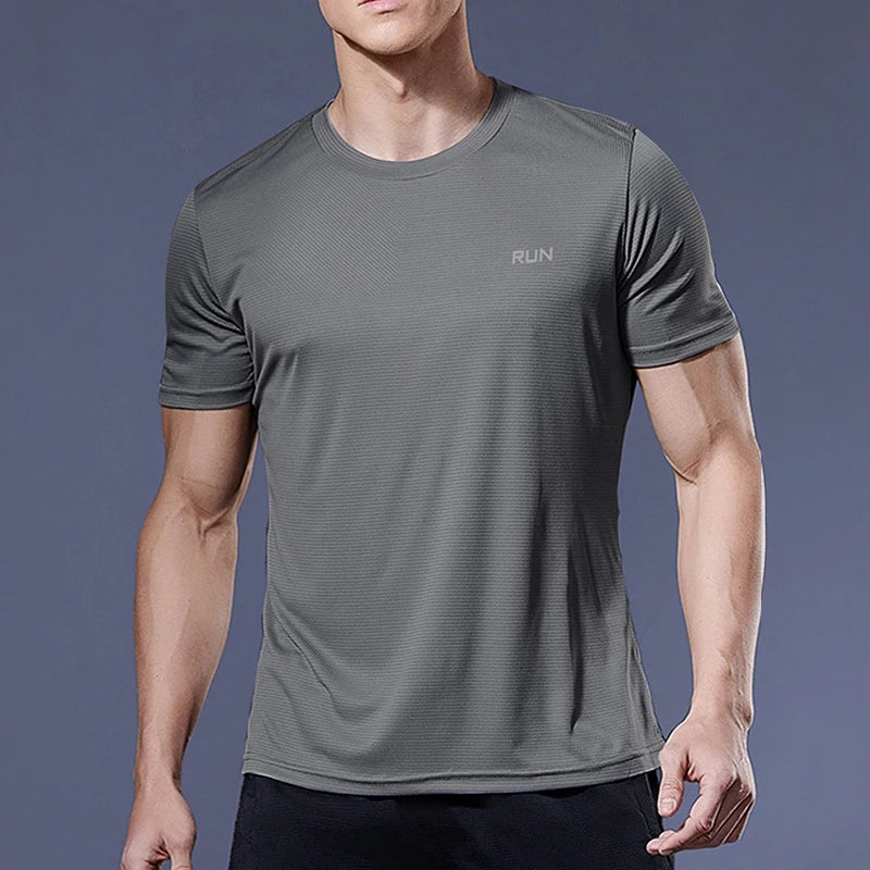 Men's Ansoff running and soccer jersey, quick-dry sports T-shirt with compression fit for gym, jogging, and fitness activities.