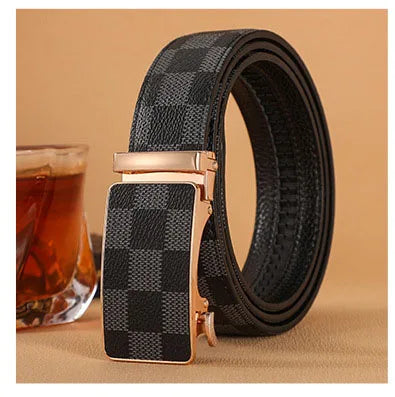 Ansoff men's luxury leather belt with metal buckle, high-quality designer belt for business and casual jeans wear.