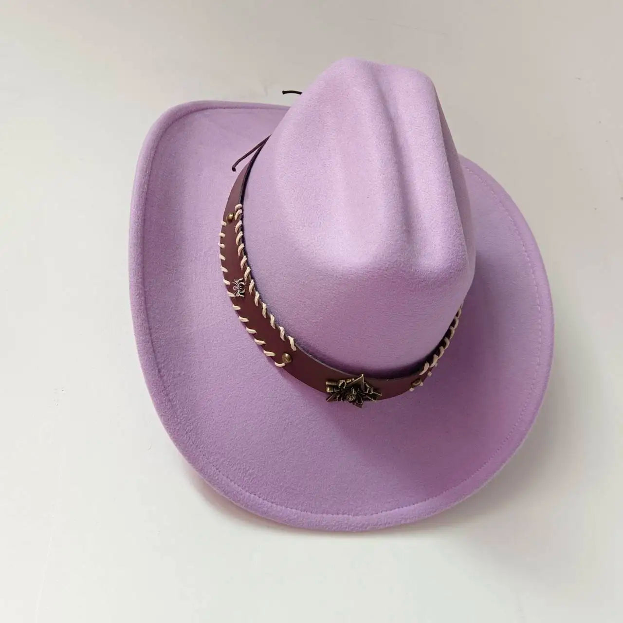 Ansoff cowboy hat with cow head design, monochrome felt material, large brim outdoor hat for men and women.