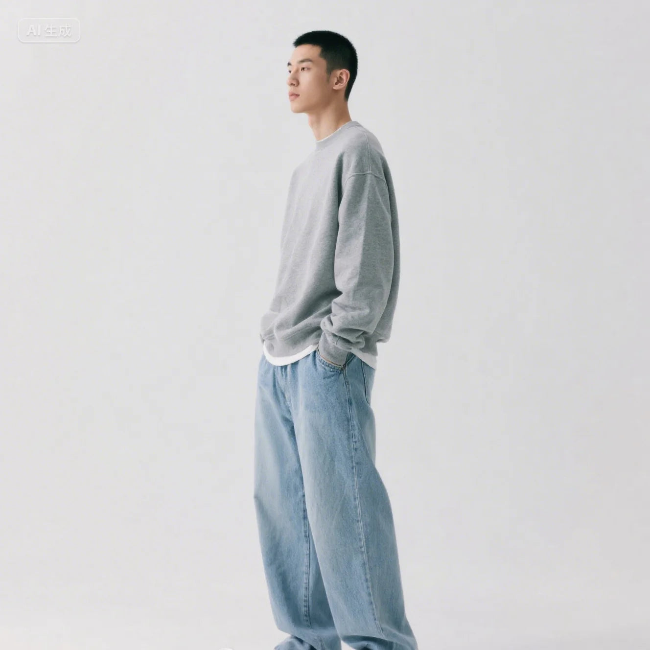 Ansoff men's large denim jeans for teens, baggy streetwear trousers, casual fashion for men and boys, front view.