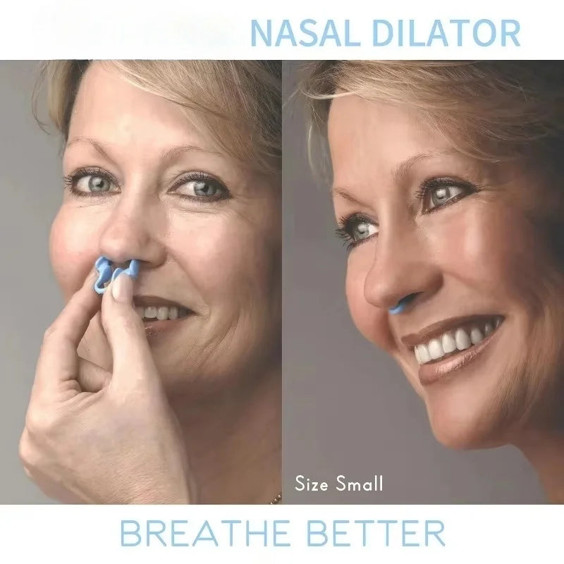 Ansoff 2-piece mini silicone nose clips for snoring prevention, designed to reduce snoring and improve sleep quality.