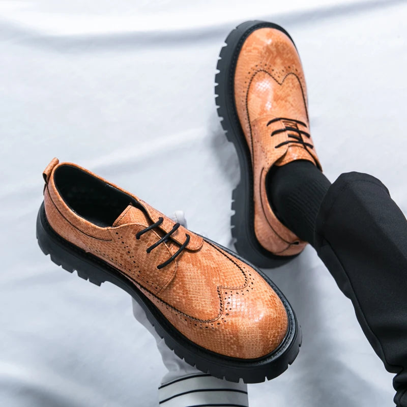 Men's luxury brogues by Ansoff with thick soles, elegant design, perfect for weddings, parties, and sophisticated occasions.
