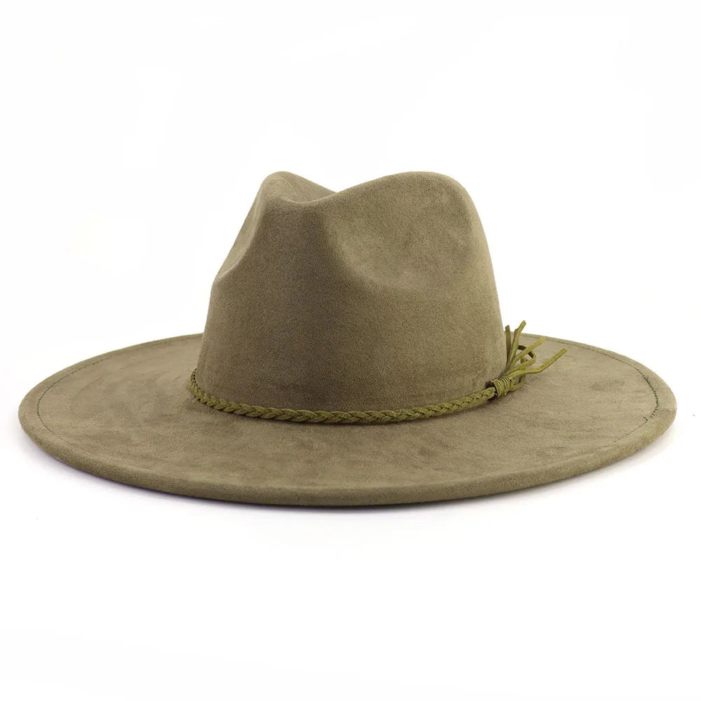 Ansoff Malachite Green suede wide brim fedora hat for men and women, stylish autumn winter felt hat with classic church hat design.
