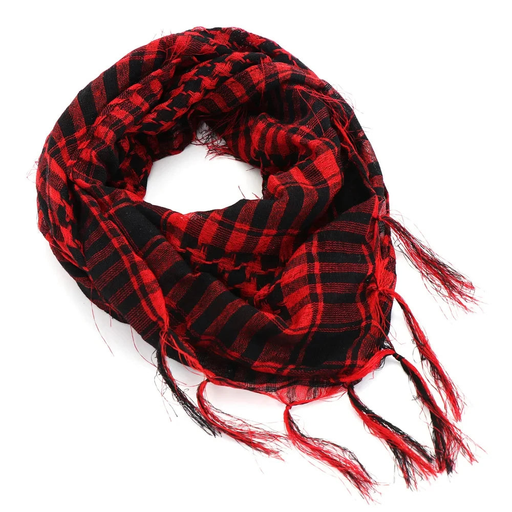 Lightweight Plaid Hijab Scarf for Men and Women Arab Desert Headscarf Soft Tactical Hiking Scarves Unisex Turban Military Shawl