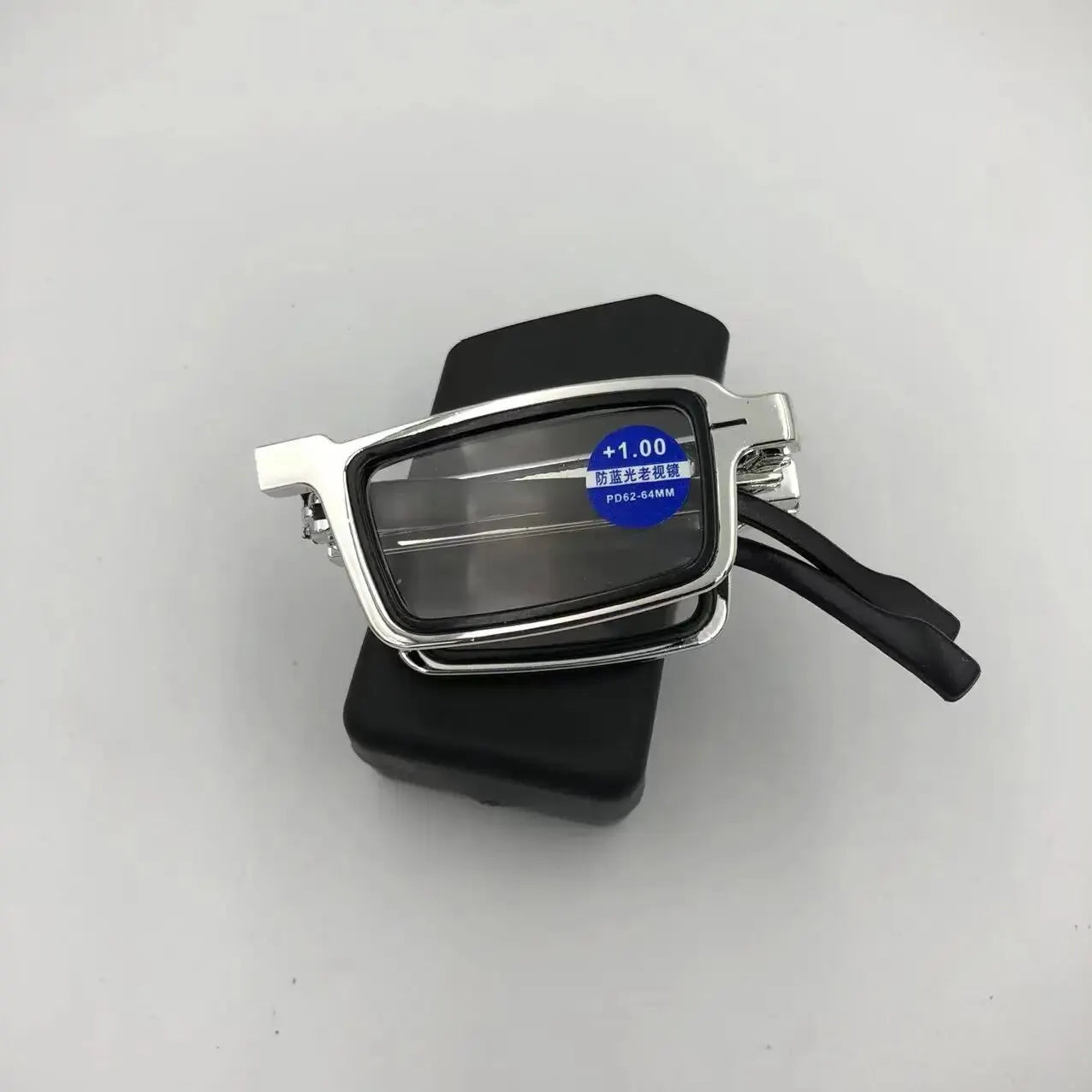 Ansoff metal folding reading glasses with ultra-light frame and blue light blocking lenses, rectangular design for men.