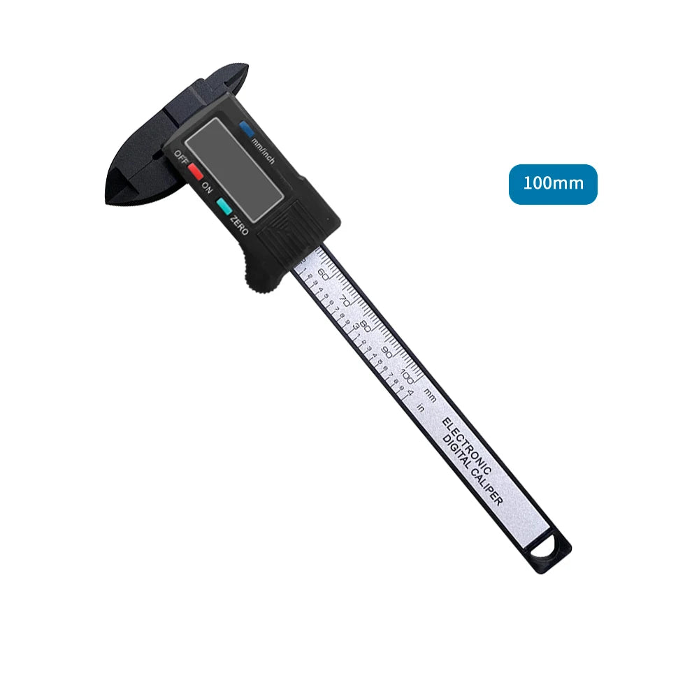 Ansoff digital caliper with carbon fiber body measuring 150mm and 100mm, featuring a dial and vernier scale for precise measurements.