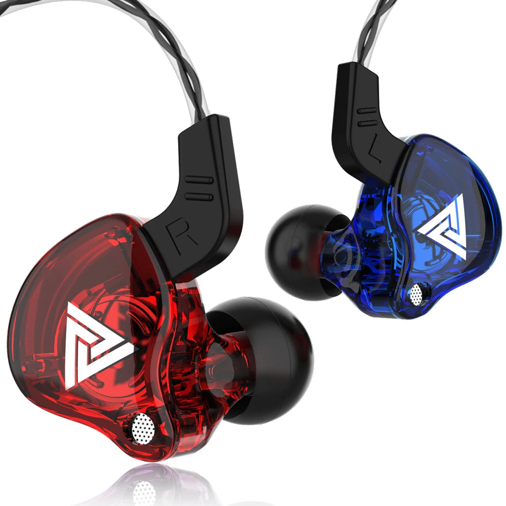 Ansoff QKZ AK6 in-ear earphones with 6 dynamic drivers, microphone, stereo sound, and compact monitor earbuds.