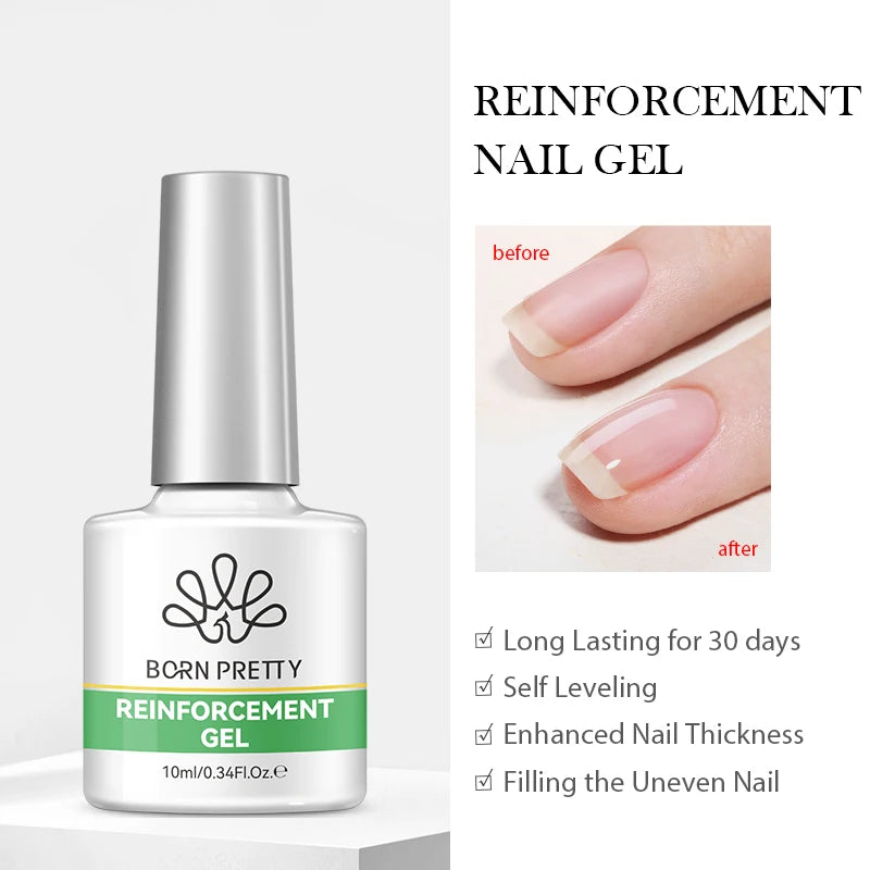 BORN PRETTY Jelly Nude Gel Nail Polish 10ml Light Pink Peach Translucent Color UV Light Cure Gel Varnish Nail Art DIY at Home - Acros