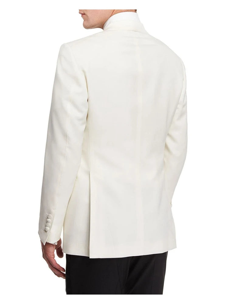 Men's black 2-piece suit by Ansoff with one-button peak lapel, ideal for parties, dinner, or formal events.