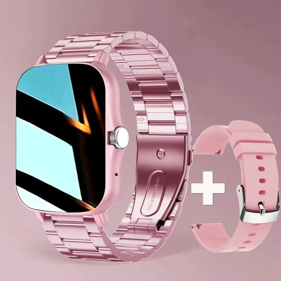 Ansoff smart watch with 2.01-inch HD display showing weather forecast, message preview, and sport modes on a sleek black band.