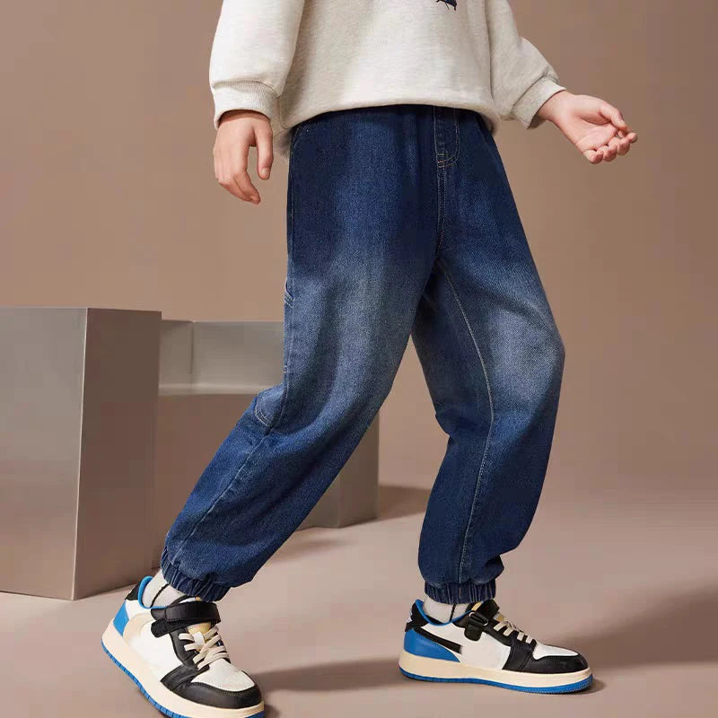 Ansoff boys' denim jeans with cowboy style, casual kids' pants in size 4 to 12, featuring classic blue denim and front pockets.