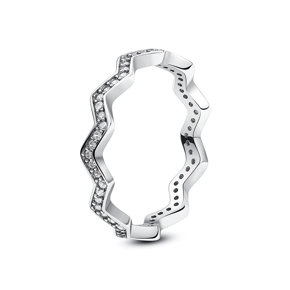 Sterling silver women's ring with crown design, love heart and wishbone accents, rose gold finish, crystal details, luxury jewelry by Ansoff
