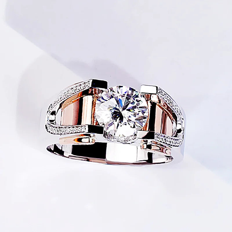 ZY New Jewelry Ornament's Ring 2 Karat Two-Color Ring Personality Atmosphere Man's Ring Luxury Jewelry