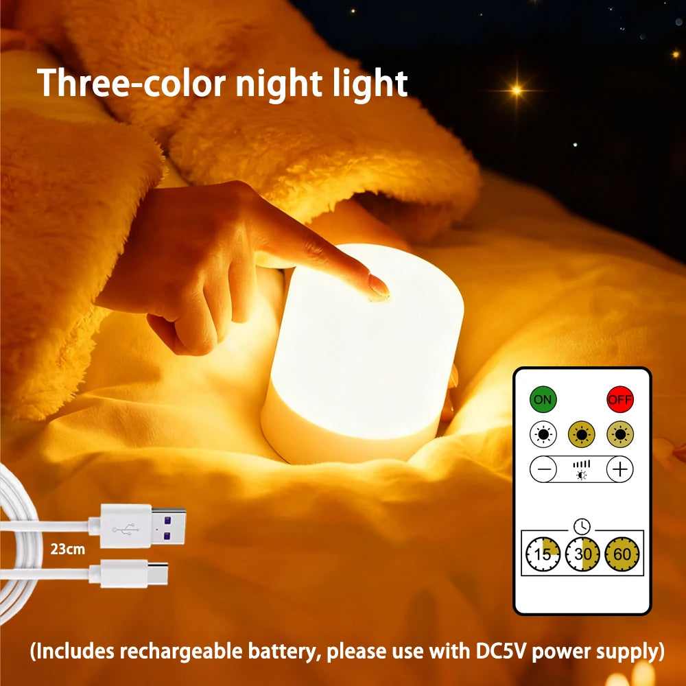 Ansoff LED night light with dimmable, rechargeable desk lamp featuring touchscreen control and RGB color options for bedroom or bedside.