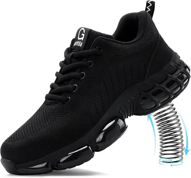 Steel Toe Work Shoes for Men Women Comfortable Lightweight Black Safety Construction Working Shoes Anti-Smash Anti-Puncture - Acros