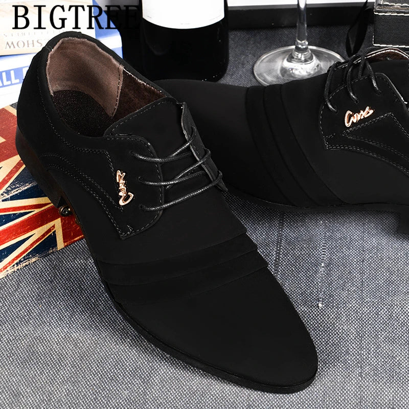 Ansoff men's formal Oxford shoes, black leather dress shoes for office, wedding, and formal occasions with sleek design.