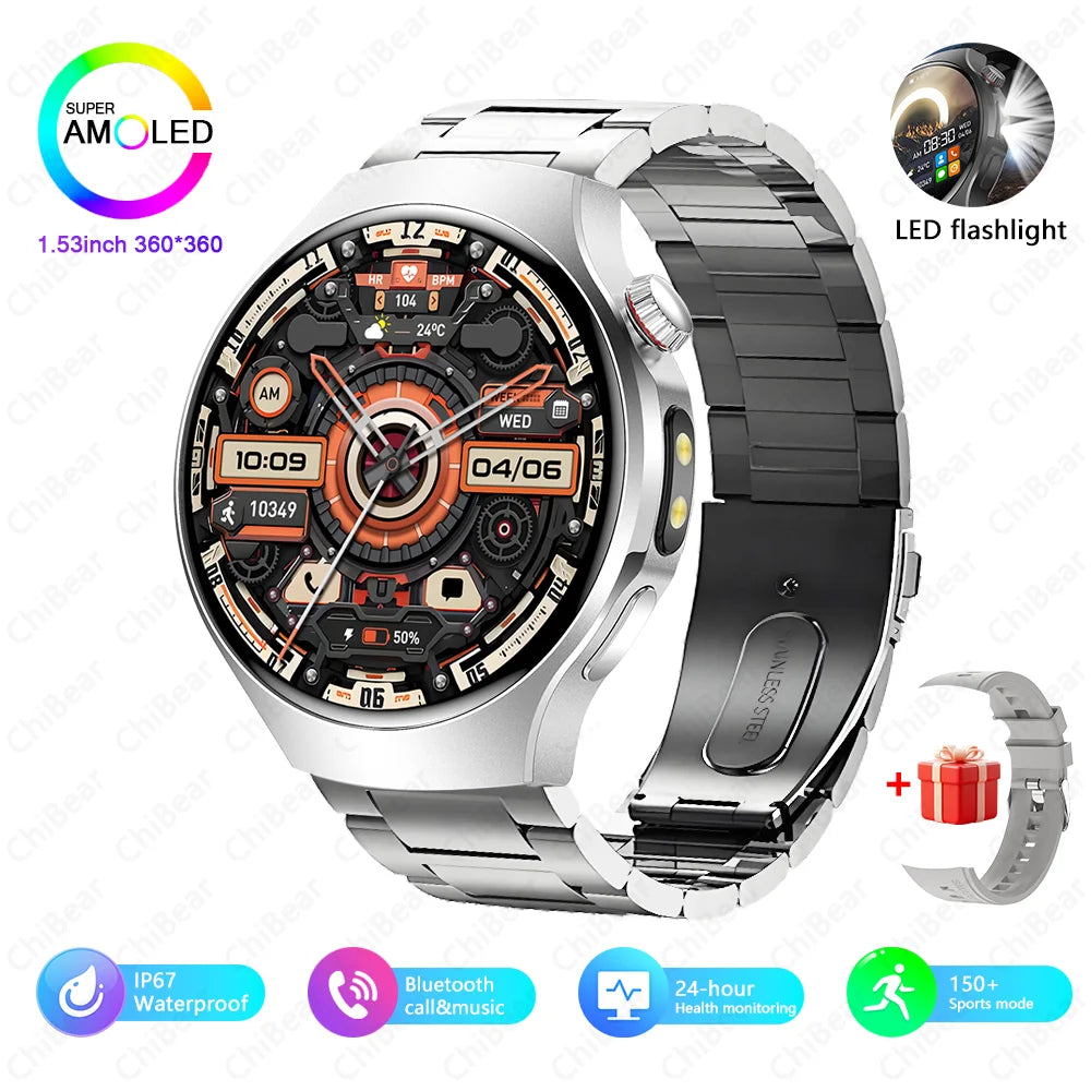 2025 Watch 5 PRO Smart Watch Men LED Flashlight 150+Sports Fitness Track Heart Rate Bluetooth Call Smartwatch Man Watch 5 PRO