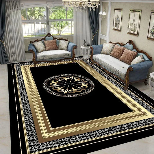 Gold Black Geometric Carpets Nordic Luxury Living Room Rugs for Bedroom Sofa Table Beside Large Area Rug Home Decor Mats Tapete
