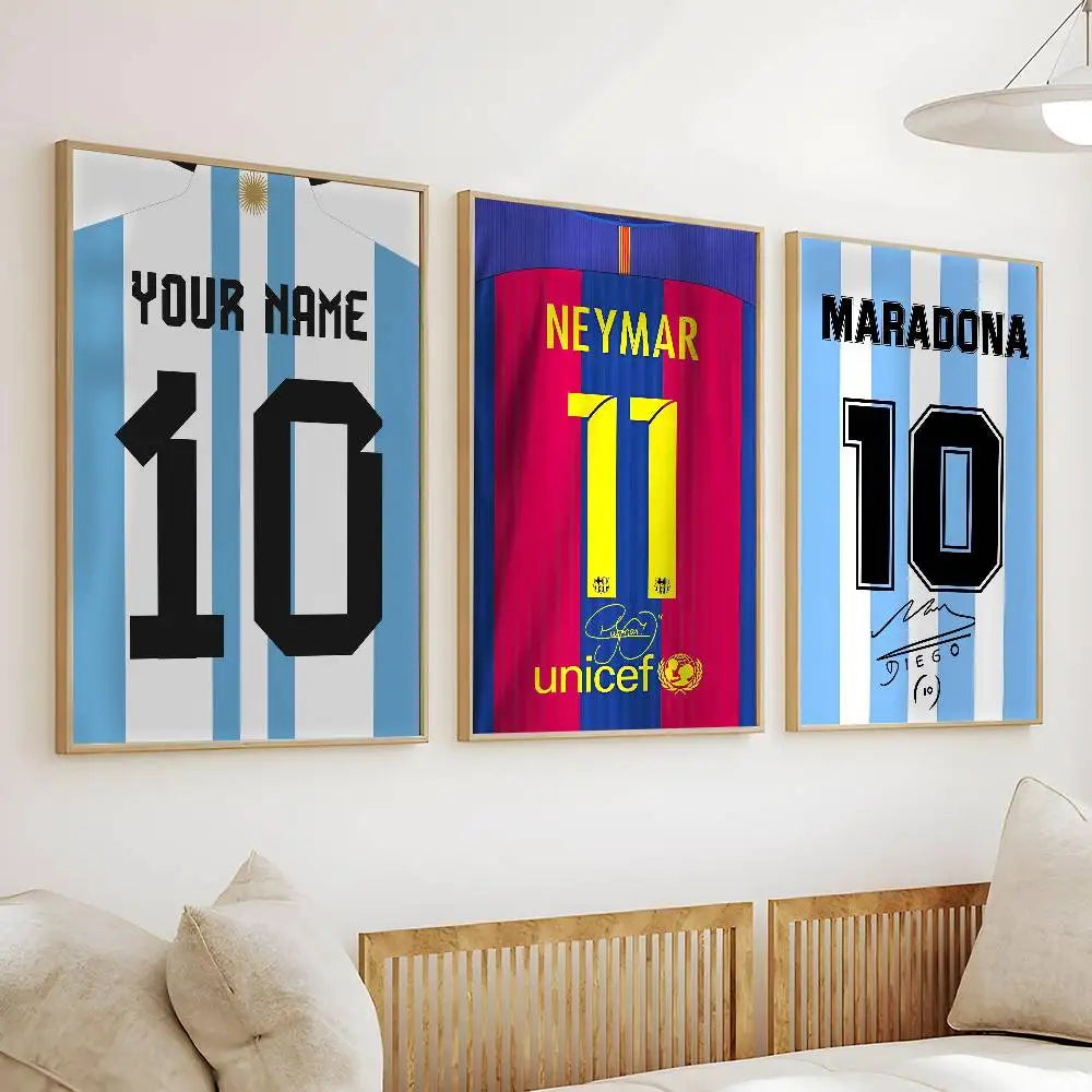 High-quality waterproof football jersey name poster wall art sticker for bar or living room decor by Ansoff