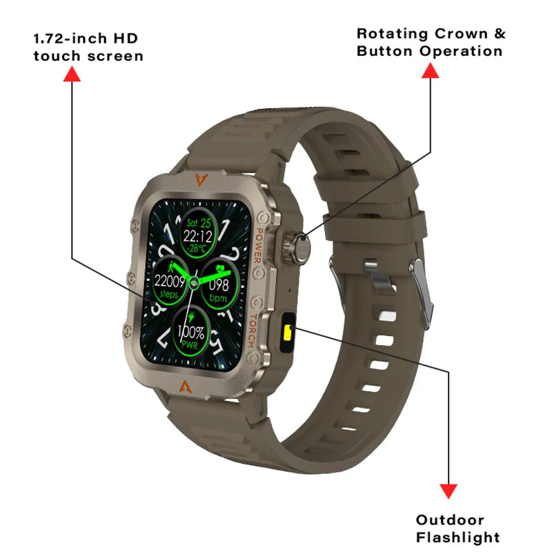 Ansoff waterproof smartwatch with fitness tracking, health monitor, Bluetooth calling, digital display, suitable for iOS and Android.