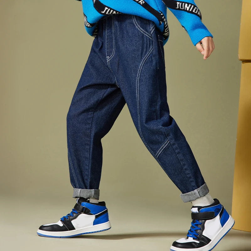 Ansoff boys' denim jeans for kids, cowboy-style sports trousers with pockets, size 4 to 12, casual children’s denim bottoms.