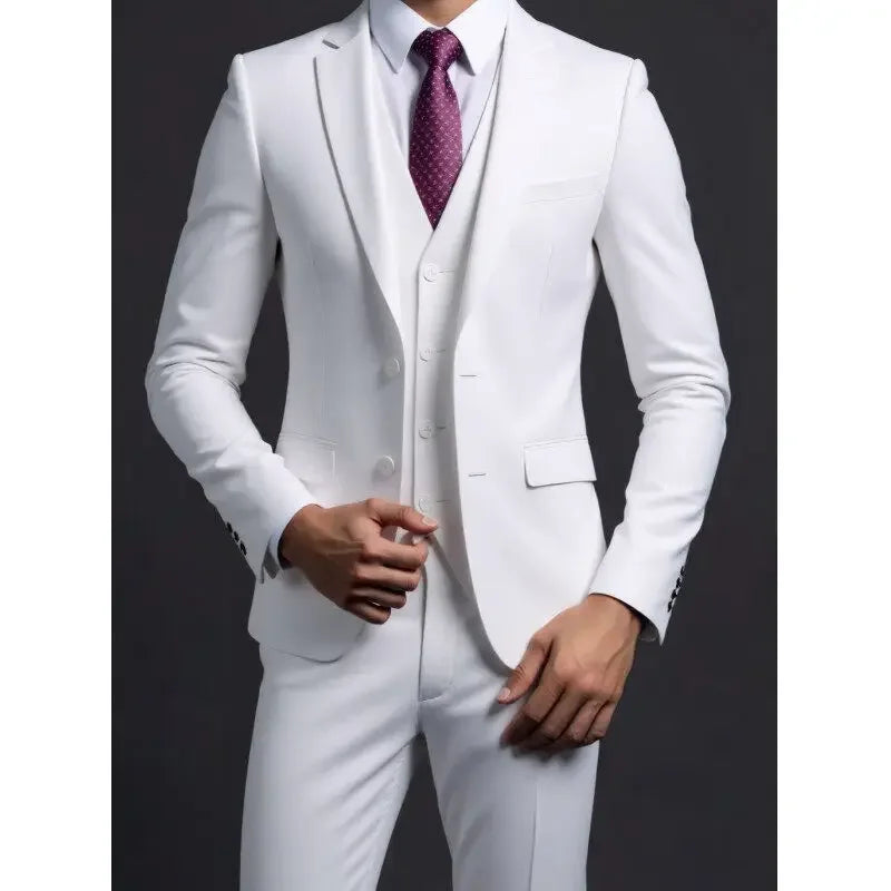 Men's fashionable British-style suit by Ansoff, including blazer, vest, and trousers for business, casual, or wedding occasions.